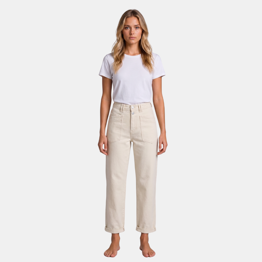 Orenvio | Women’s High-Rise Straight-Leg Crop Trousers