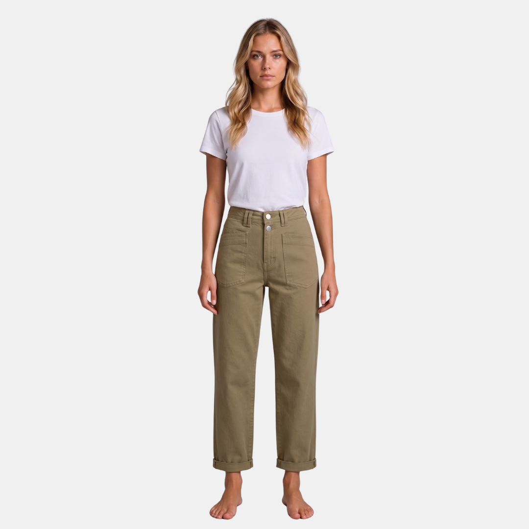 Orenvio | Women’s High-Rise Straight-Leg Crop Trousers