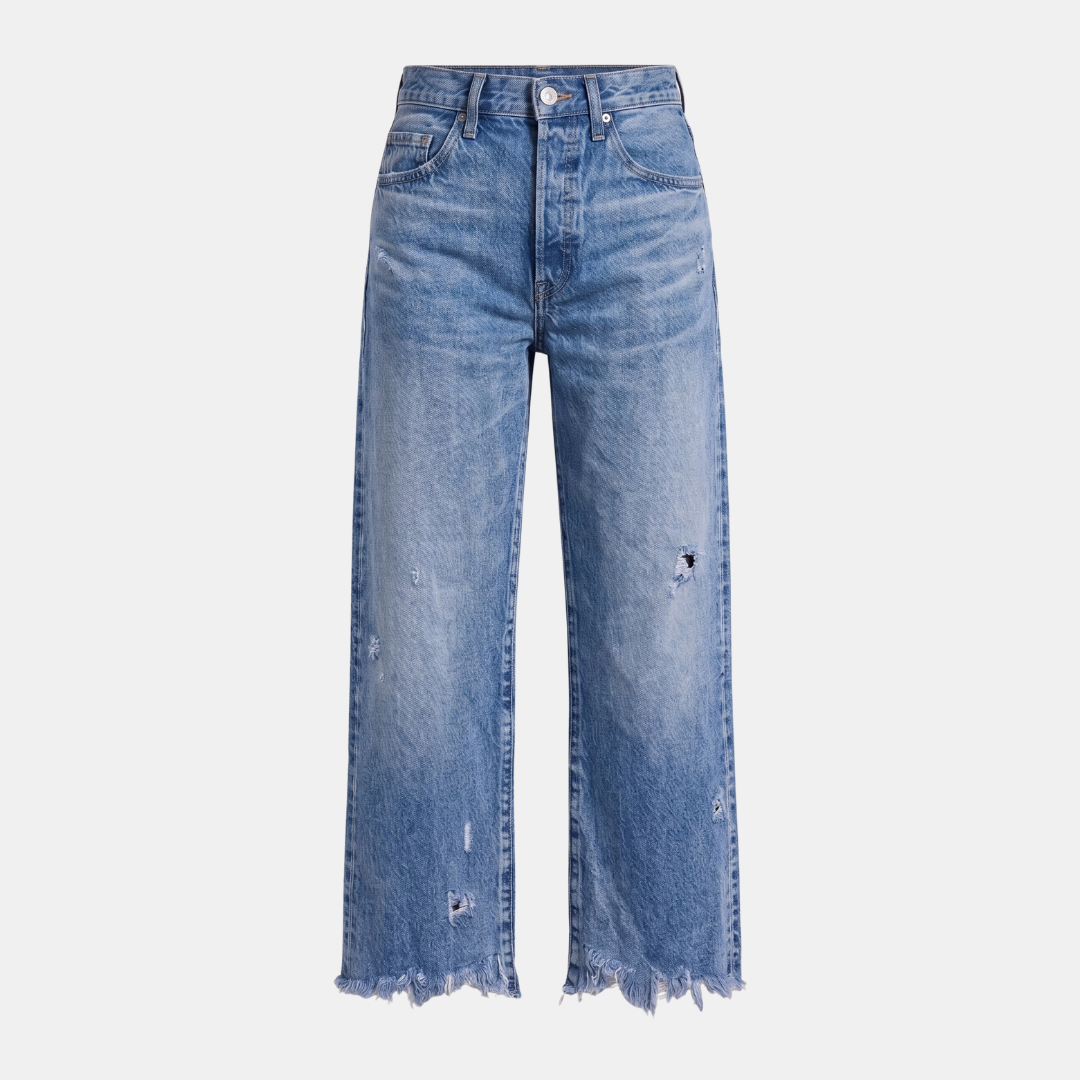 Orenvio | Women’s High-Waist Wide-Leg Distressed Jeans