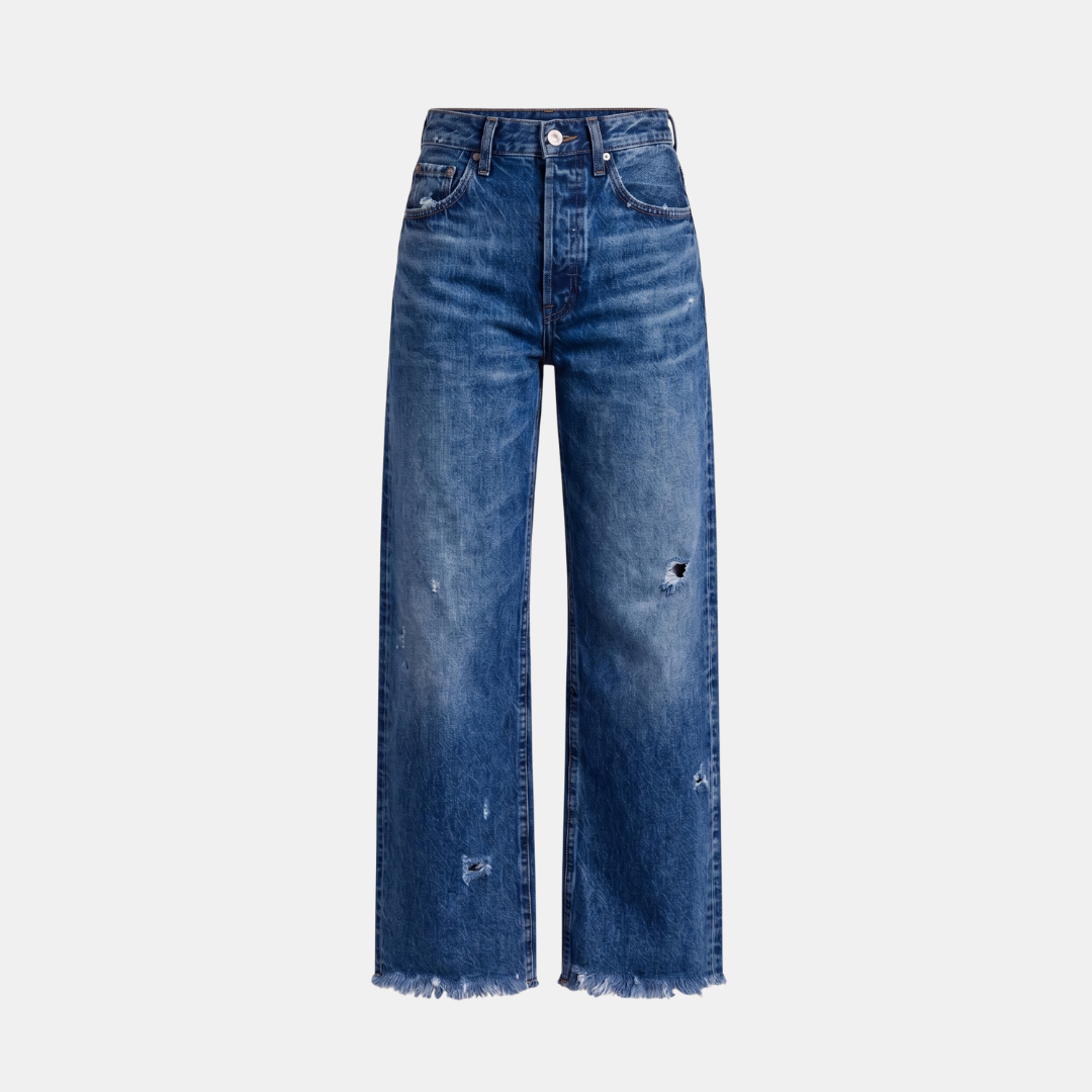 Orenvio | Women’s High-Waist Wide-Leg Distressed Jeans