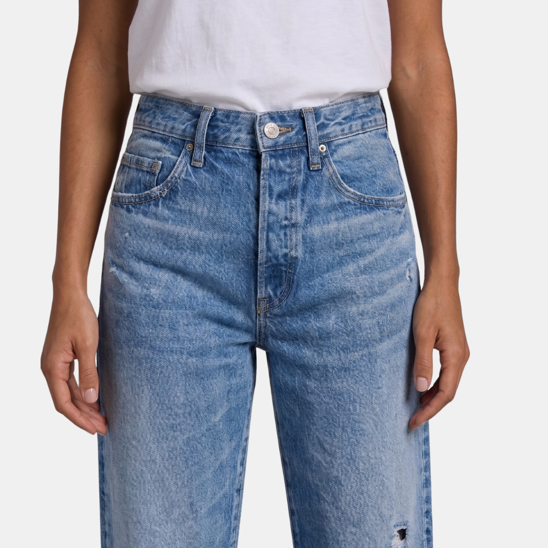 Orenvio | Women’s High-Waist Wide-Leg Distressed Jeans