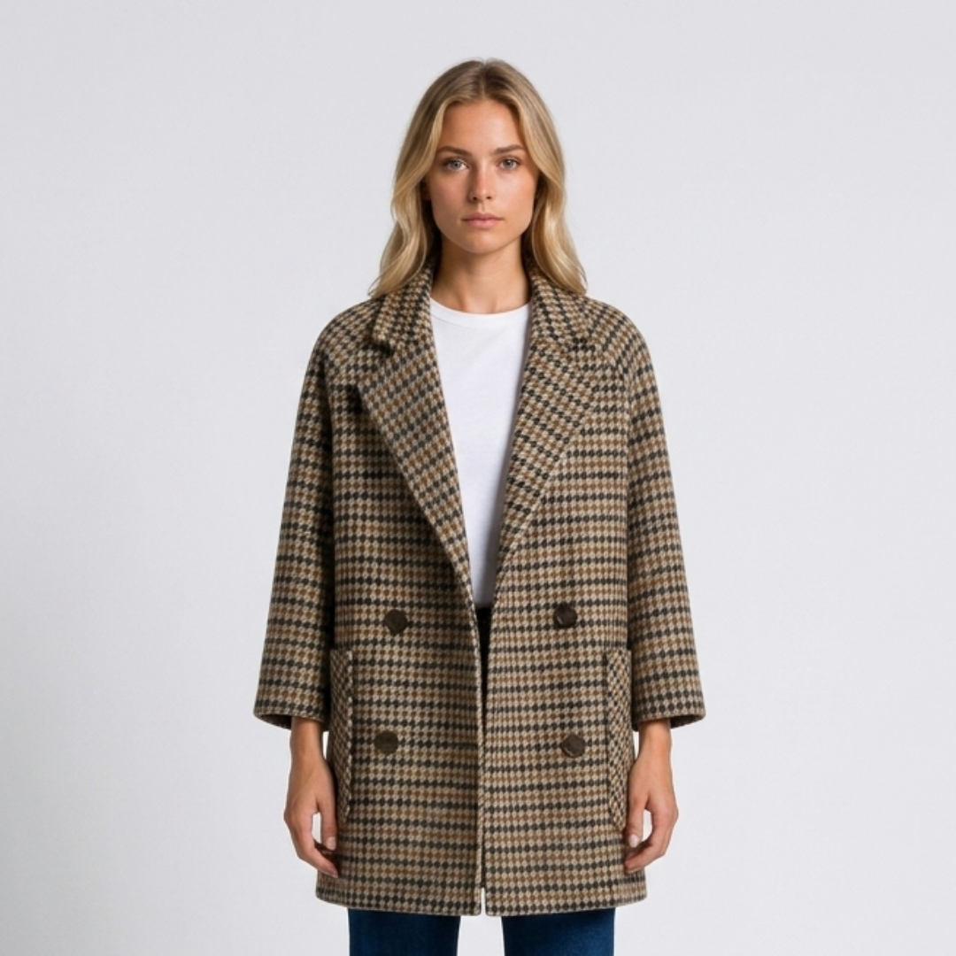 Orenvio | Women’s Houndstooth Quilted Coat