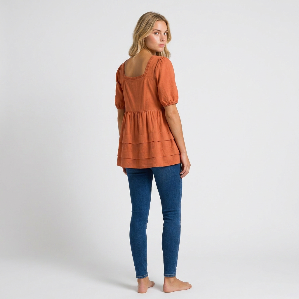 Orenvio | Women’s Layered Square Neck Blouse