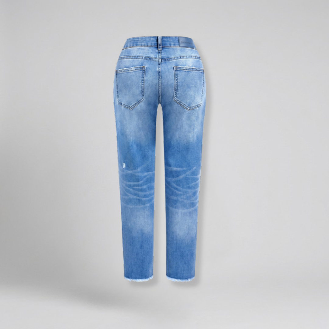 Orenvio | Women’s Mid-Waist Straight-Leg Crop Jeans