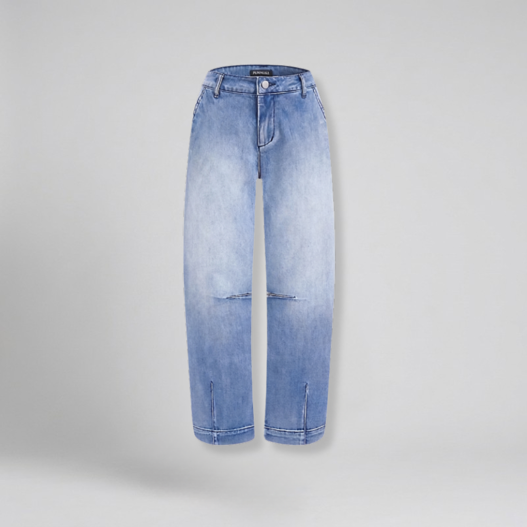 Orenvio | Women’s Mid Rise Barrel Leg Crop Jeans