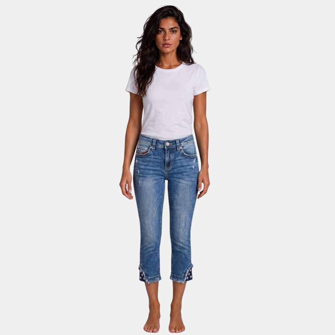 Orenvio | Women’s Mid-Waist Skinny Capri Jeans
