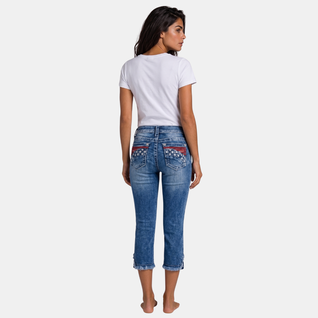 Orenvio | Women’s Mid-Waist Skinny Capri Jeans