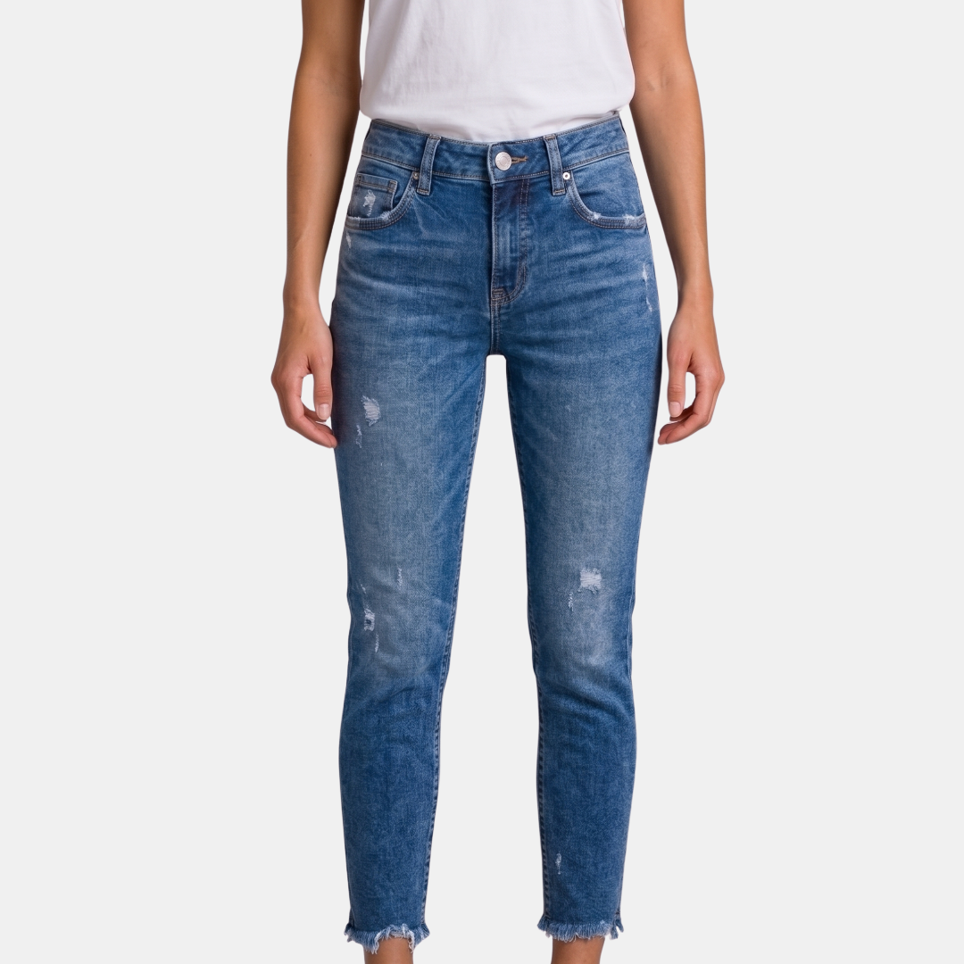 Orenvio | Women’s Mid-Waist Straight-Leg Crop Jeans