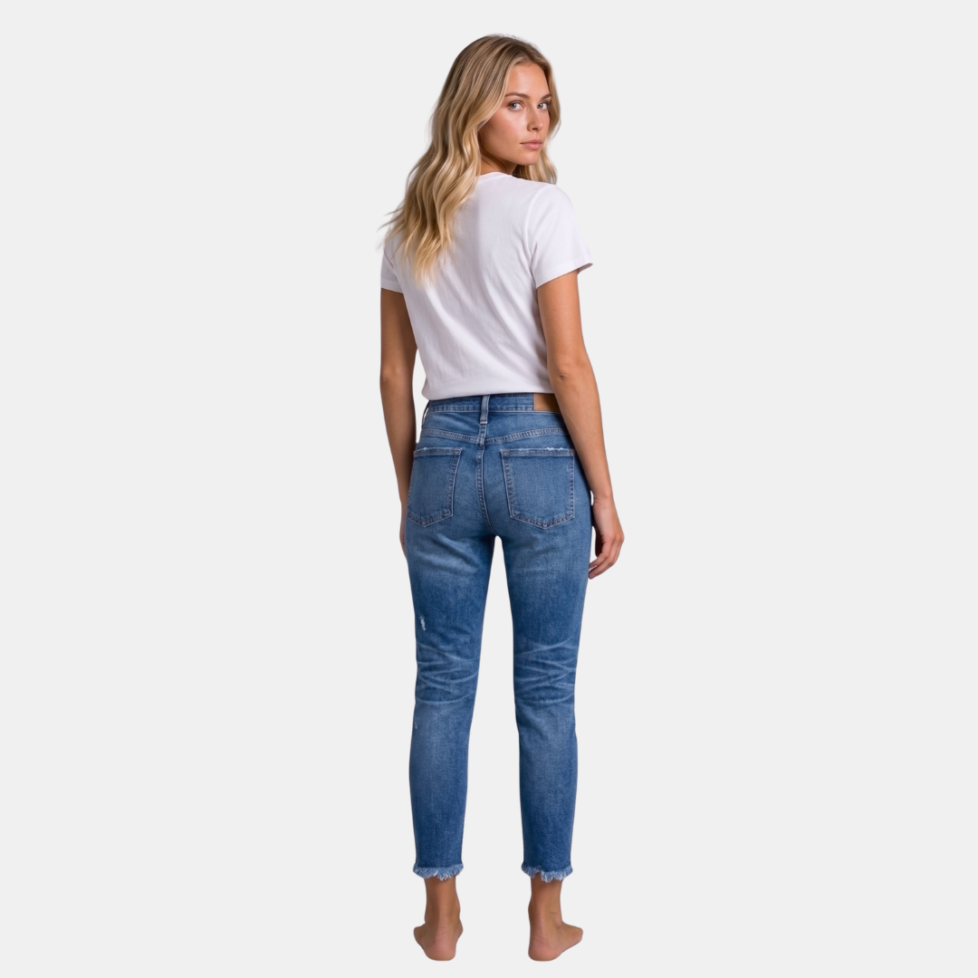 Orenvio | Women’s Mid-Waist Straight-Leg Crop Jeans