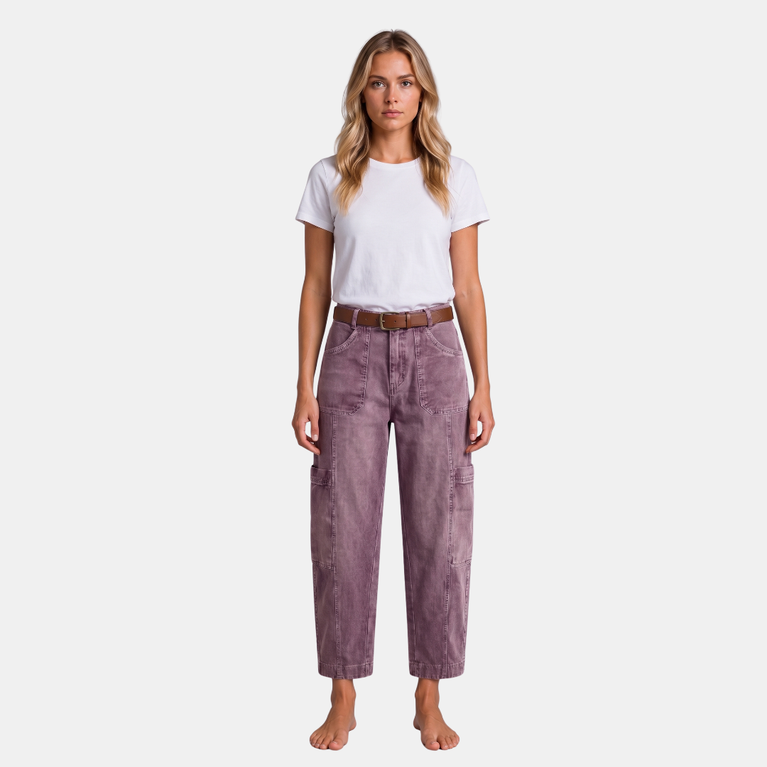 Orenvio | Women’s Multi-Pocket High Waist Crop Trousers
