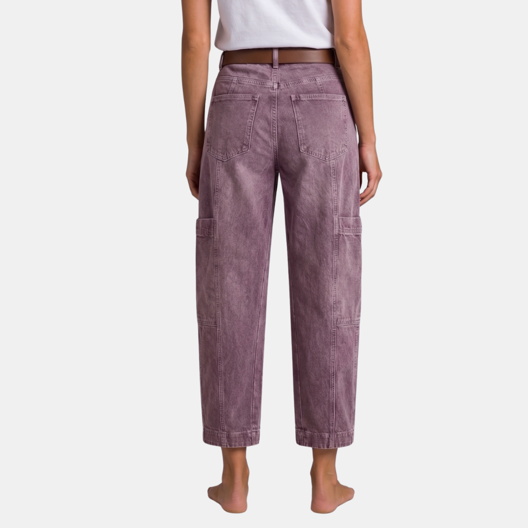 Orenvio | Women’s Multi-Pocket High Waist Crop Trousers