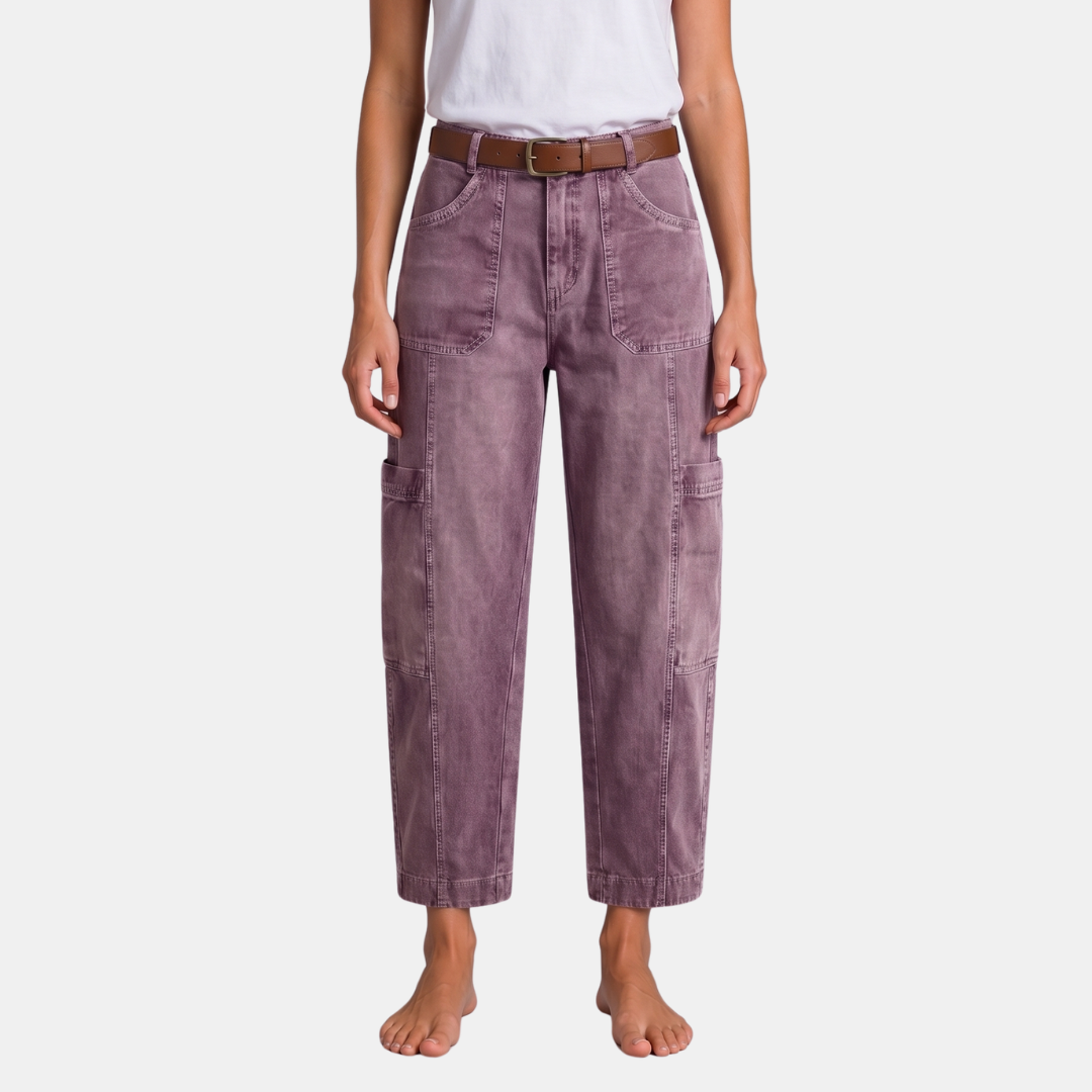 Orenvio | Women’s Multi-Pocket High Waist Crop Trousers