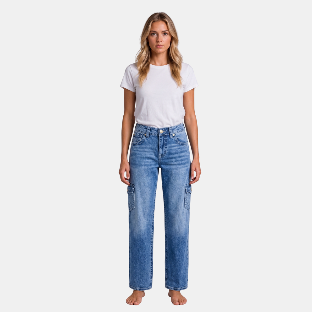Orenvio | Women’s Multi-Pocket Straight Leg Jeans
