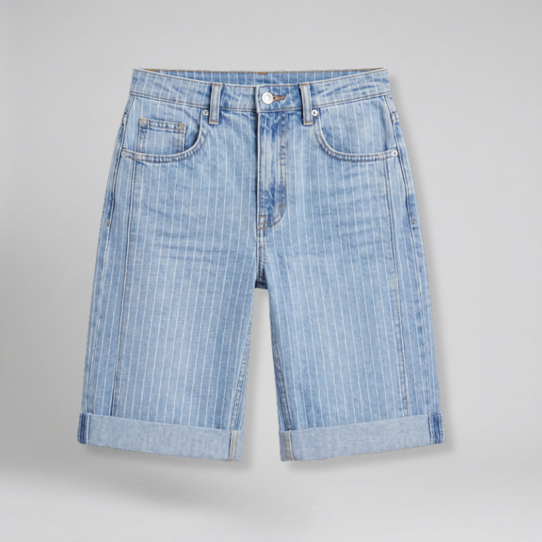 Orenvio | Women’s Pinstriped High-Waist Bermuda Shorts