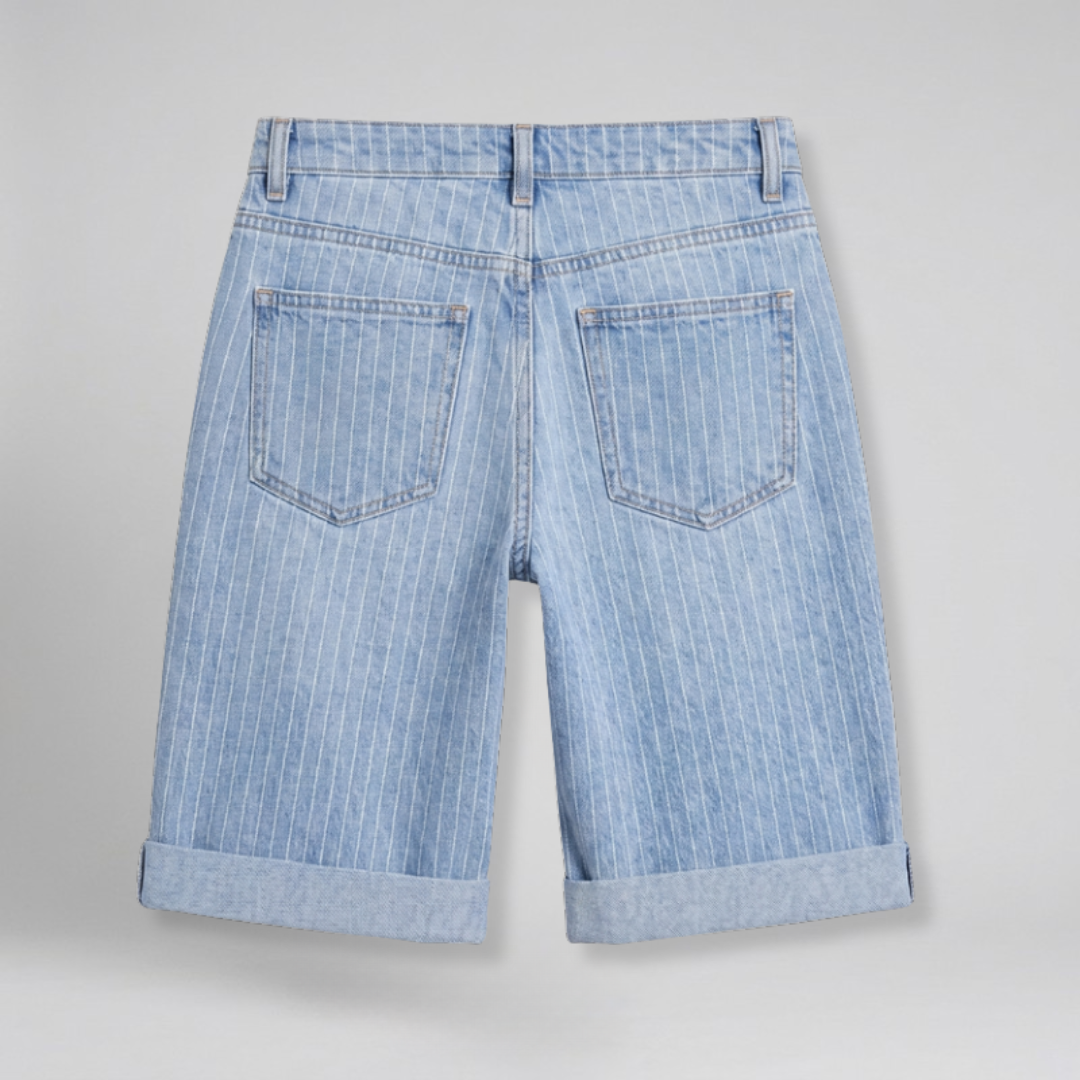 Orenvio | Women’s Pinstriped High-Waist Bermuda Shorts