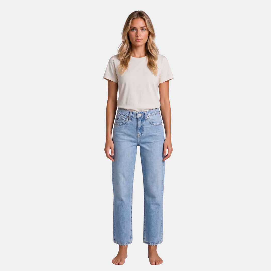 Orenvio | Women’s Raw Hem Straight Leg Jeans