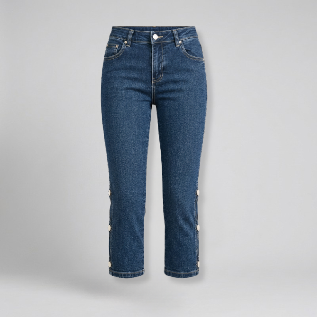 Orenvio | Women’s Skinny Capri Jeans with Button Detail