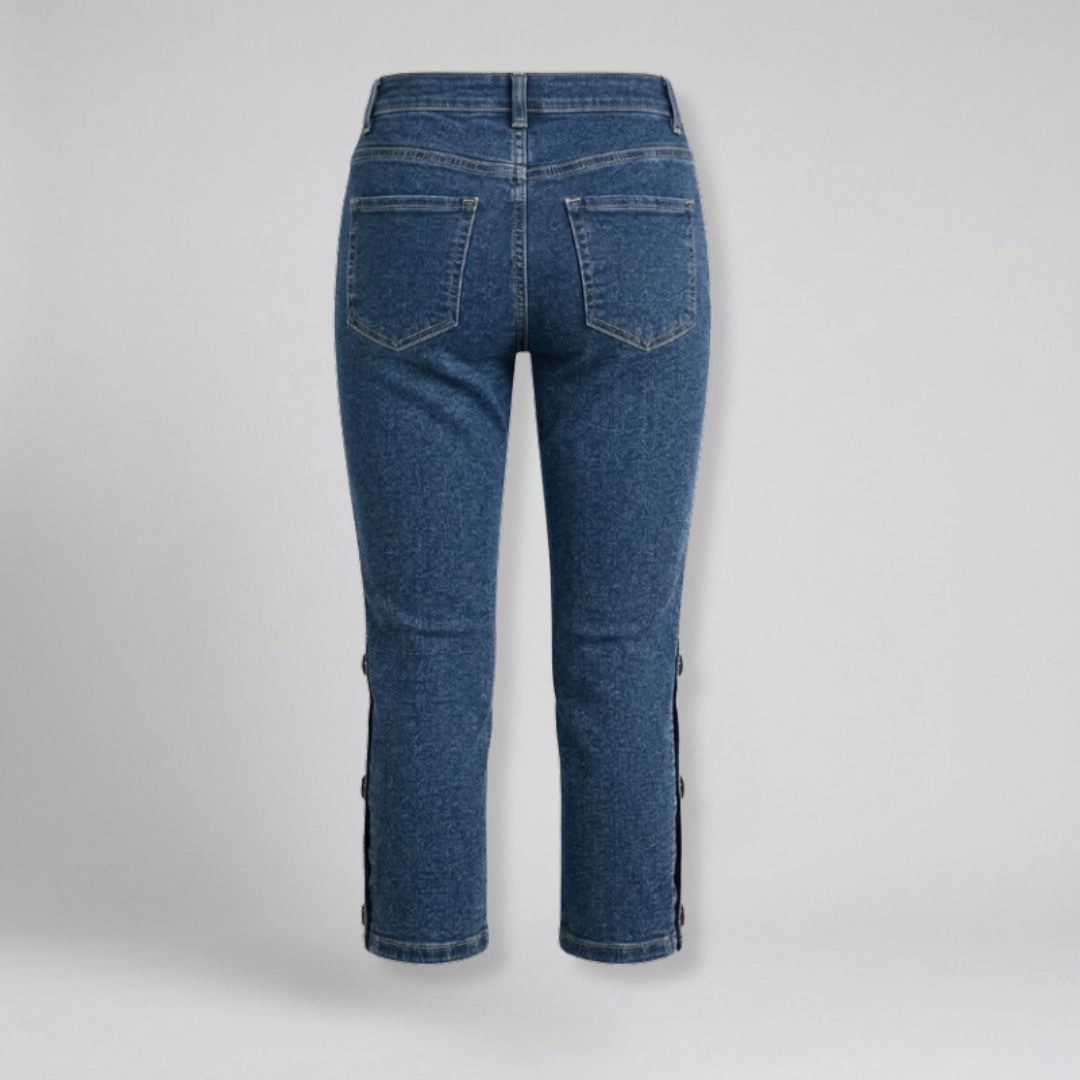 Orenvio | Women’s Skinny Capri Jeans with Button Detail