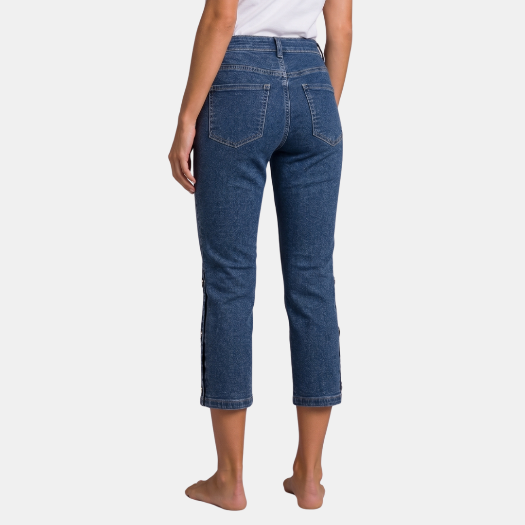 Orenvio | Women’s Skinny Capri Jeans with Button Detail
