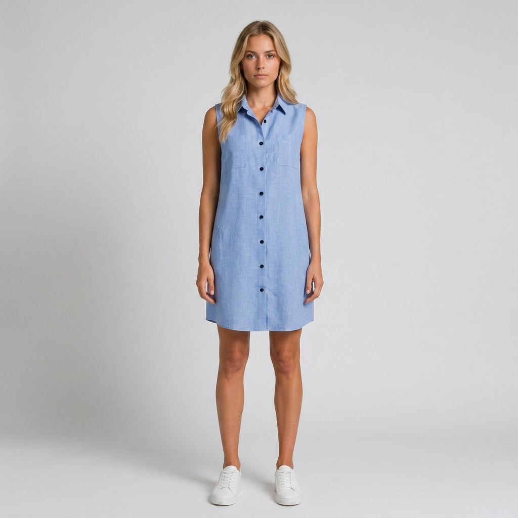 Orenvio | Women’s Sleeveless Knee Length Shirt Dress