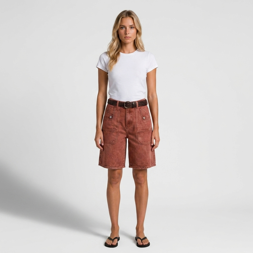 Orenvio | Women’s Stitch-Detail Mid-Thigh Shorts