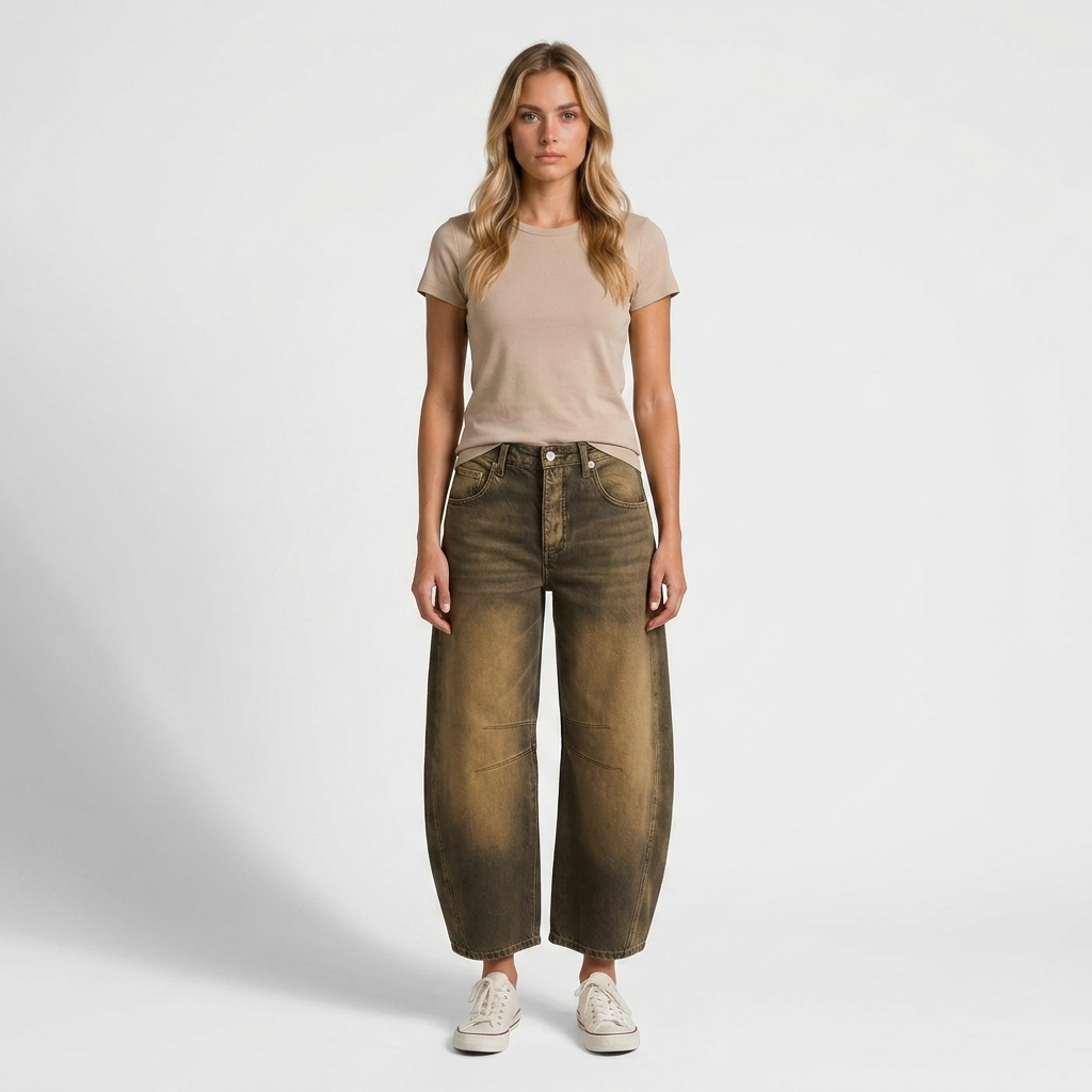 Orenvio | Women’s Vintage Spliced Straight Jeans