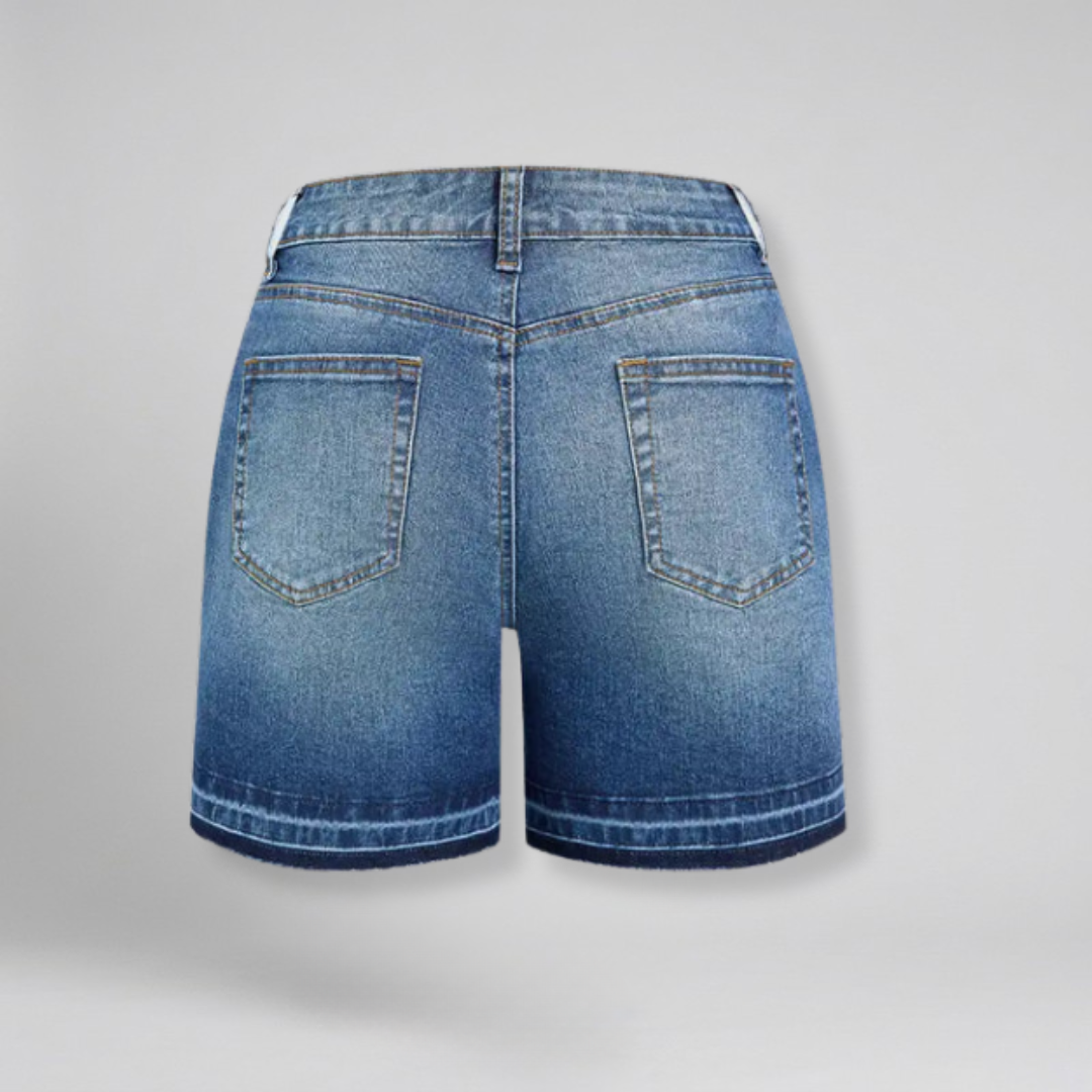 Orenvio | Women’s Washed Mid-Rise Denim Shorts