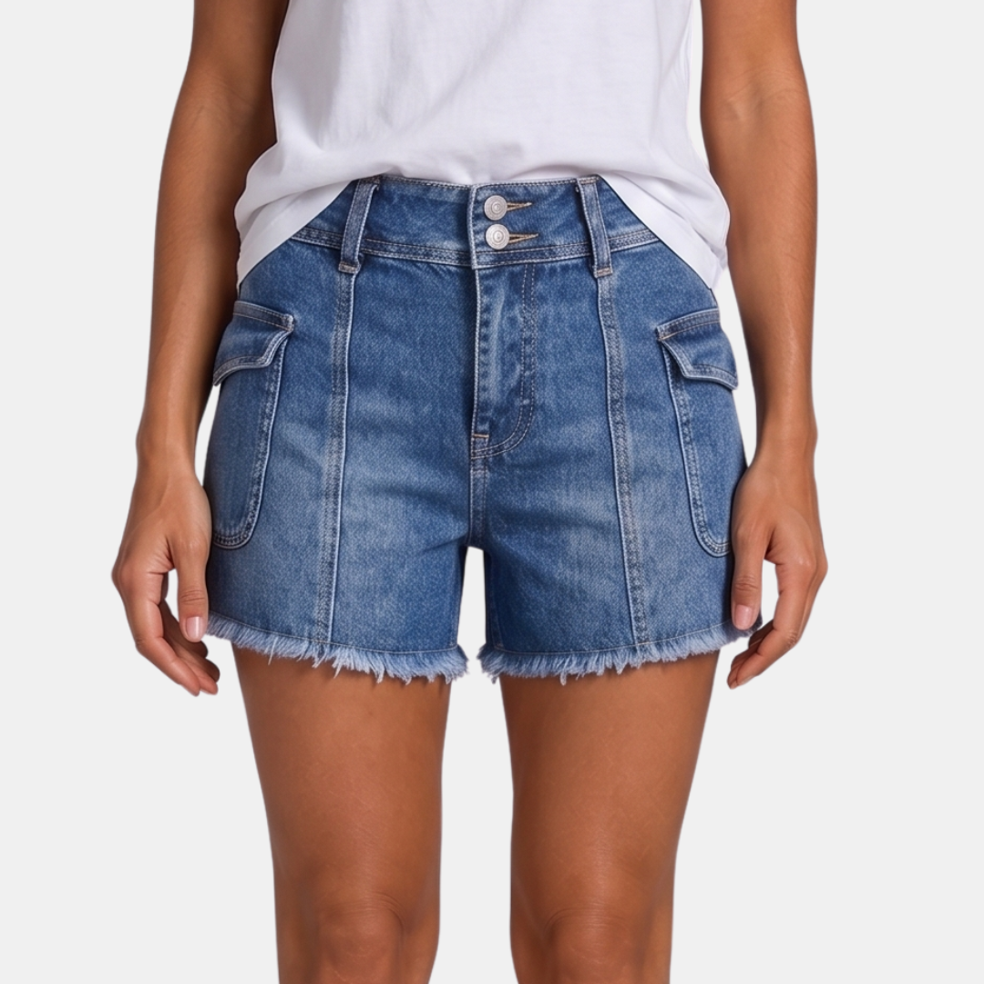 Orenvio | Women’s Washed Raw-Hem Denim Shorts
