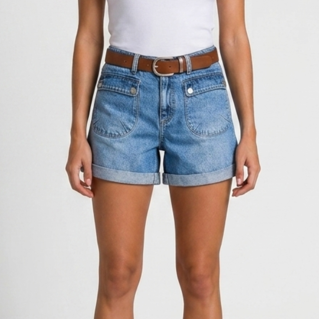 Orenvio | Women’s Washed Roll-Hem Denim Shorts