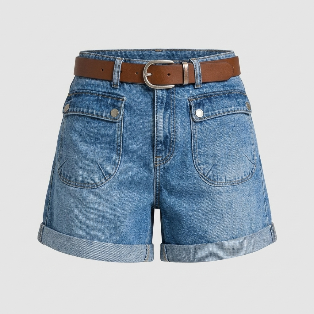 Orenvio | Women’s Washed Roll-Hem Denim Shorts