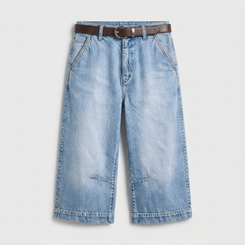 Orenvio | Women’s Washed Wide-Leg High-Rise Capri Jeans