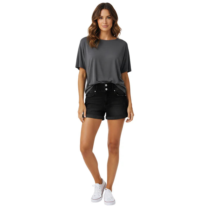 Orenvio | Women’s Ripped High‑Waisted Denim Shorts